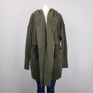 Free People oversized embroidered jacket cardigan with hood size medium green